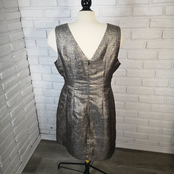 Smart Set Ladies Size 16 Lined Shimmery Dark Silver Sleeveless Party Dress - Picture 2 of 10